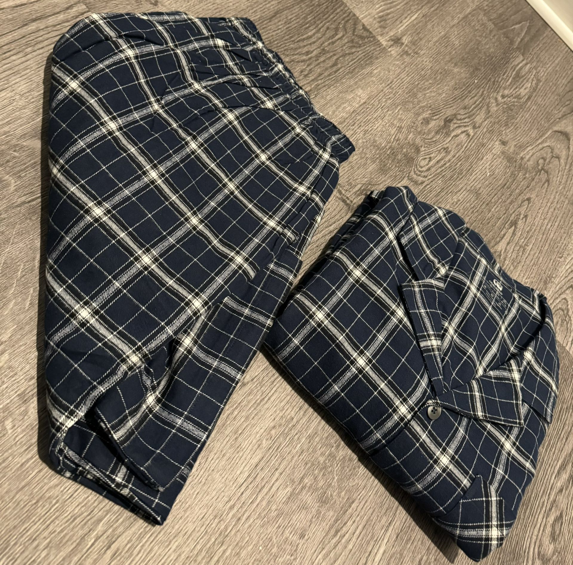 Men’s Pajamas Set Long Sleeve Shirt 100% Cotton Flannel Lounge Sleepwear