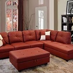 BRAND NEW 3 PIECES SECTIONAL COUCH WITH OTTOMAN IN ORIGINAL BOX
