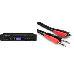 Tascam CD-200BT Rackmount Professional CD Player With Bluetooth Wireless & Hosa CPR-202 Dual 1/4" TS To Dual RCA Stereo Interconnect Cable, 2 Meters C