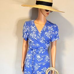 GAP Blue Floral Wrap Dress – Size Medium – New with Tags