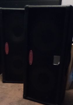Pair of Black PA Speaker Cabinets