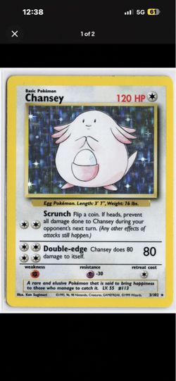 Chansey Holo Pokémon Card Base Set 3/102