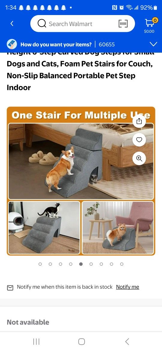 Dog Stairs Ramp for High Bed, Curved Dog Steps for Small Dogs and Cats, Foam Pet Stairs for Couch, Non-Slip Balanced Portable Pet Step Indoor 2 Step