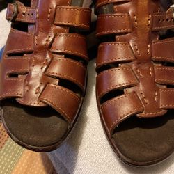 Wedge Sandal Leather Size 8 Sas Brands  A 100.  Dls Shoes
