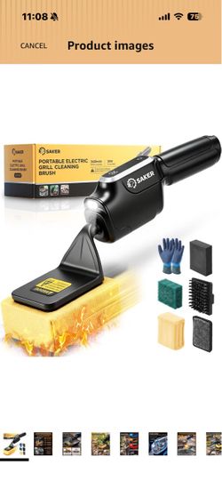 Saker Electric Grill Brush,Grill Cleaning Brush for Outdoor Grill,BBQ Cleaner with 5 Interchangeable Heads,Fire-Resistant Pad, Reciprocating Scrubber,