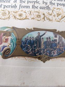 Vintage J R Rosen Framed Gettysburg Address Print Thumbnail