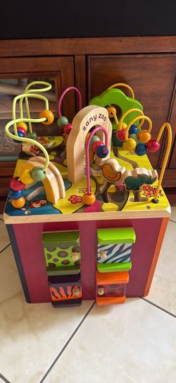 Toys elephant basket ball hoop and wooden activity cube