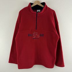 Koala Bare Australia Vintage 90s Red Quarter Zip Oversized Fleece Sweatshirt