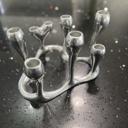 Modern Silver Candle Holder – Unique Sculptural Candelabra (Holds 7 Candles)