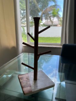 Wood and Marble Mug Tree Stand