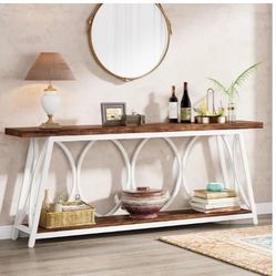 70 inch extra long console table white new