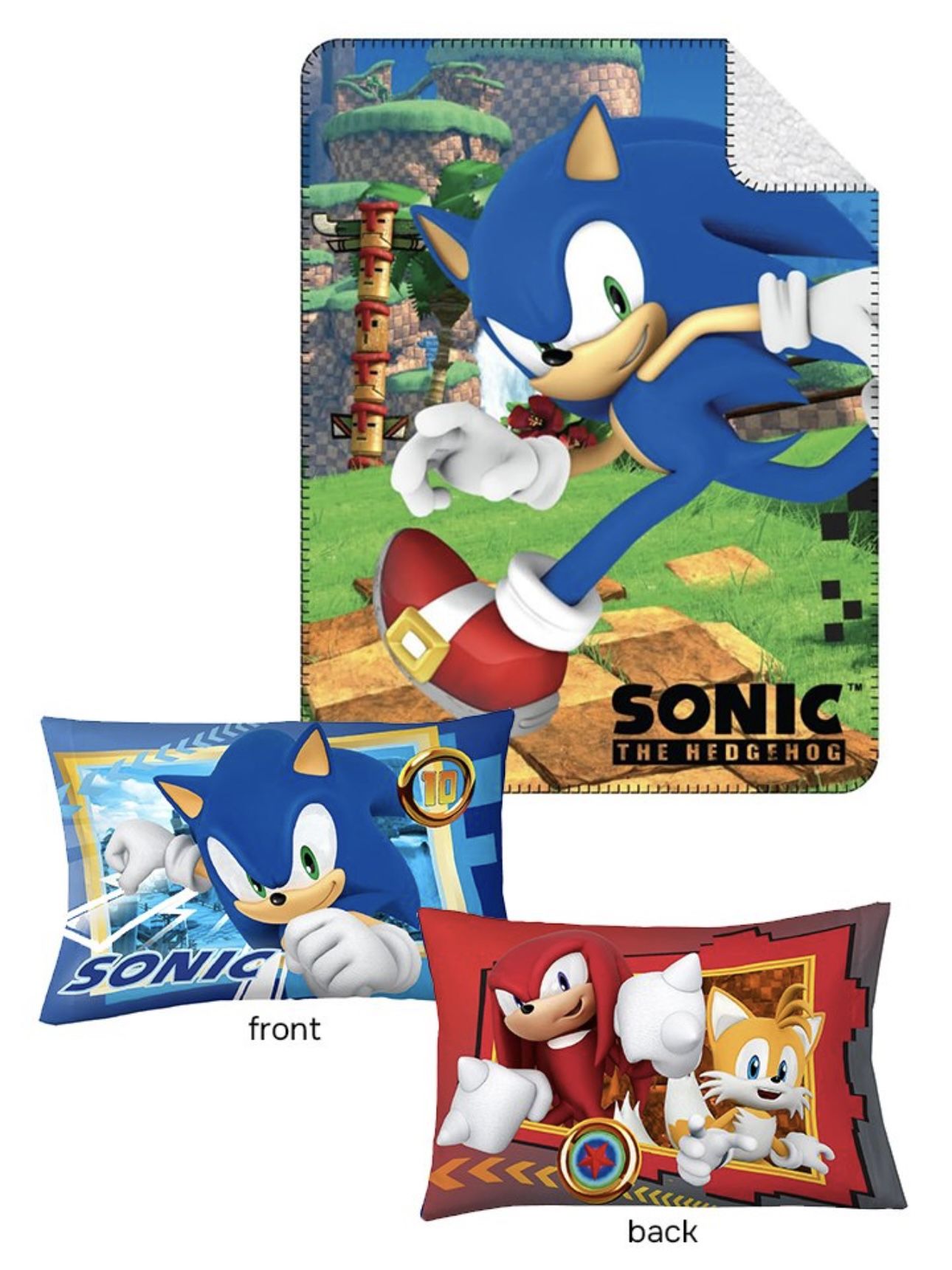 BRAND NEW Sonic the Hedgehog Reversible Pillowcase & Throw Blanket