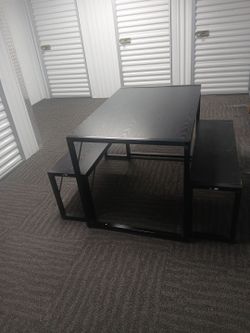 Out door or indoor table * two benchs very good cond  first $50.00 takes it.