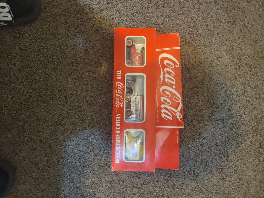 **Lowered Price** Negotiable Vintage Coke Die-cast Toy Cars In Near Mint Condition With BOX! no Tears. 