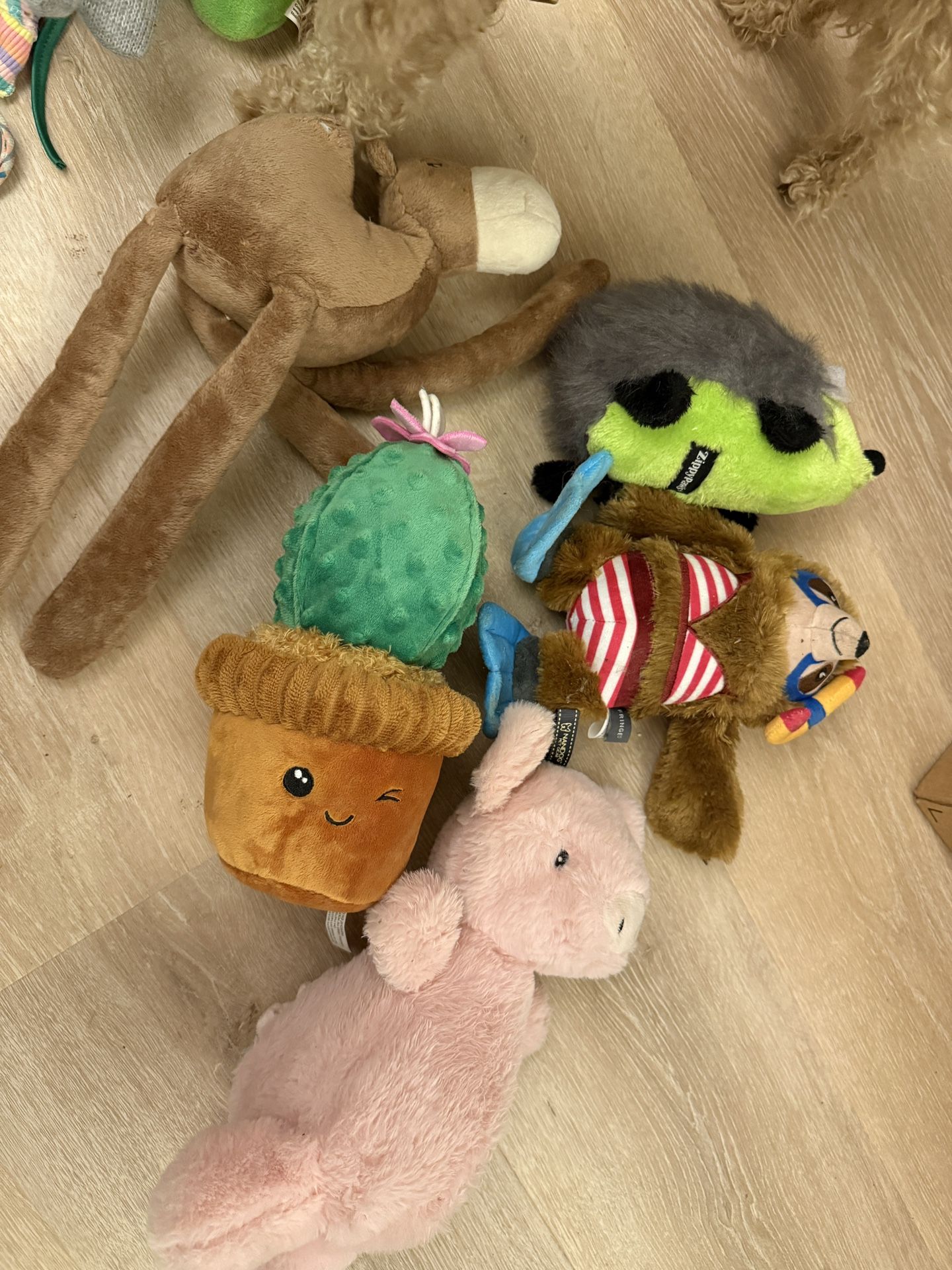 Five pieces Dog Squeak Toys, No Stuffing Plush Dogs Chew Toy Bundle for Small Medium Large Breed Chewer Tough Durable Squeaky Pet Fetch Puppy Teething