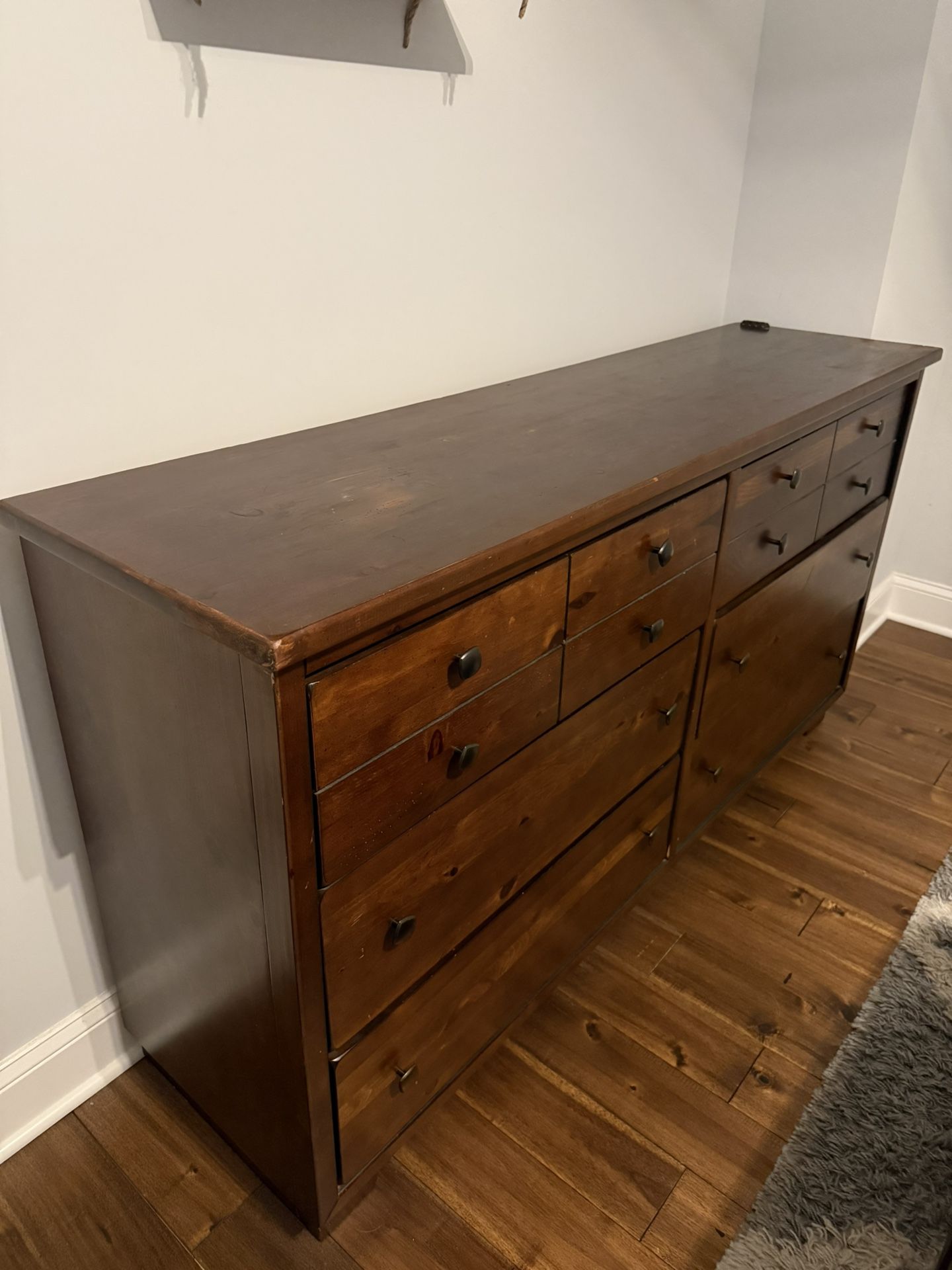 Brown Six Drawer Wood Dresser