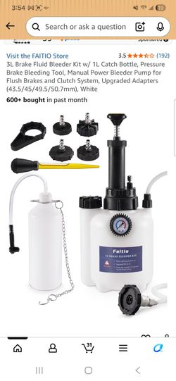 3L Brake Fluid Bleeder Kit w/ 1L Catch Bottle, Pressure Brake Bleeding Tool, Manual Power Bleeder Pump for Flush Brakes and Clutch System, Upgraded Ad