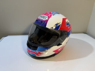 Vintage SHOEI Full Face Motorcycle Helmet Medium M Snell M90 90s Graphic w/ Bag