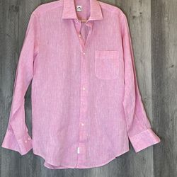Peter Millar Pink Linen Shirt. Med