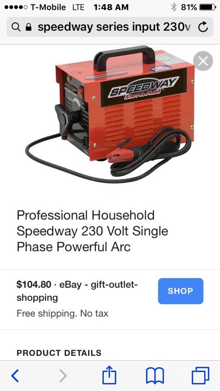 ARC 100 amp welder Cracker Jack ; 230V input speedway series professional welder