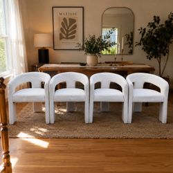 Set of 4 Modern White Barrel Accent Chair