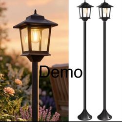 2-Pack 63" Dusk to Dawn Solar Floor Lamp Posts