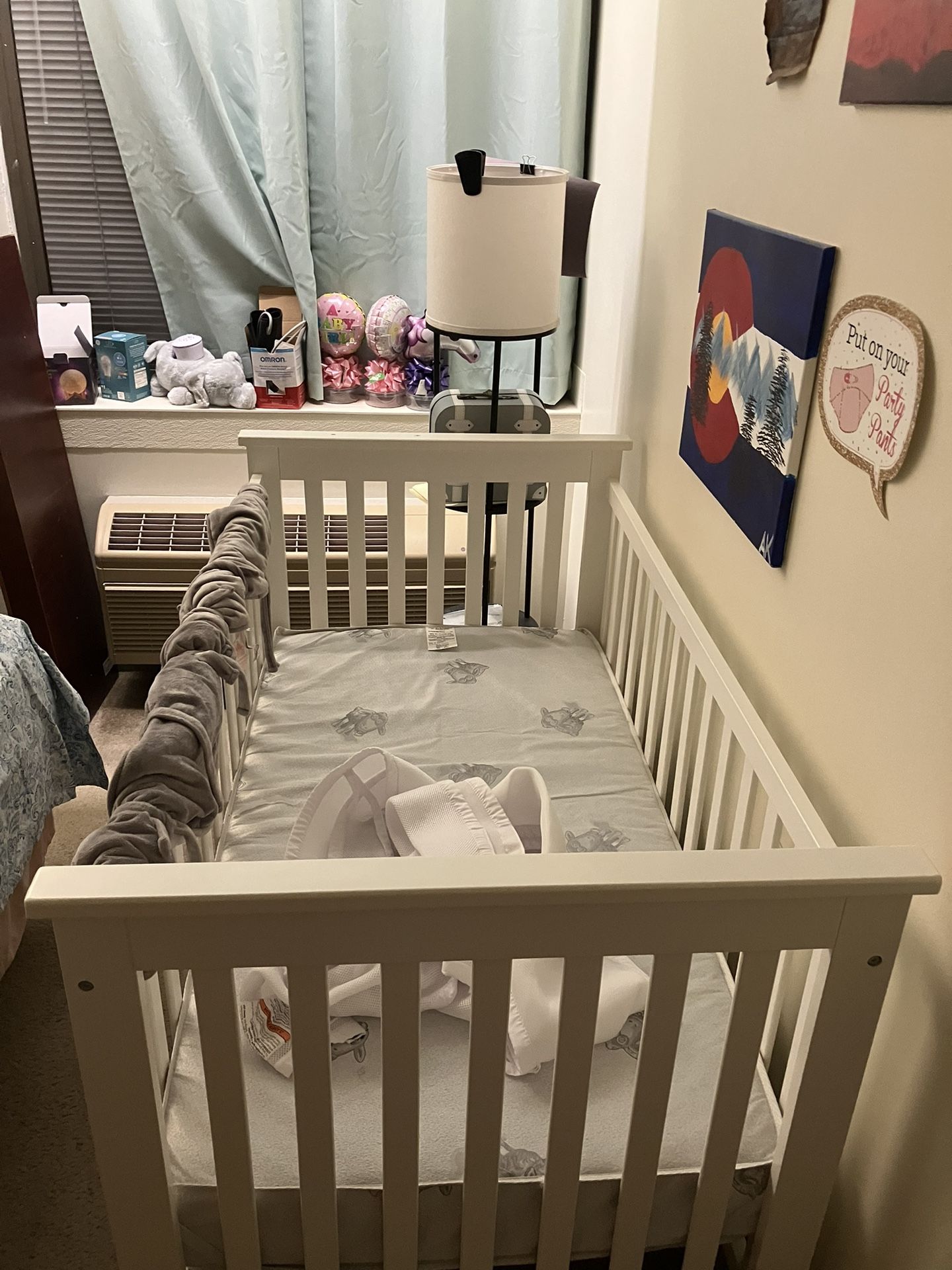 White Crib + Accessories 