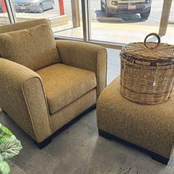 Upholstered Chair + Ottoman