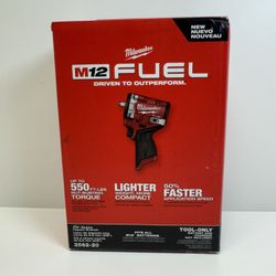 Brand New!! M12 FUEL 12V Lithium-Ion Brushless Cordless Stubby 3/8 in. Impact Wrench (Tool-Only) 
