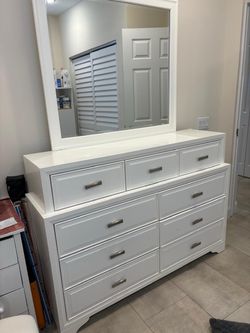 Dresser drawer with mirror and night stand
