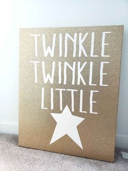 Gold Glitter Twinkle Twinkle Little Star Big Canvas Wall Art