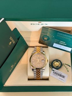 Rolex Date Just 41mm Two Tone Gold Champagne Motif Dial