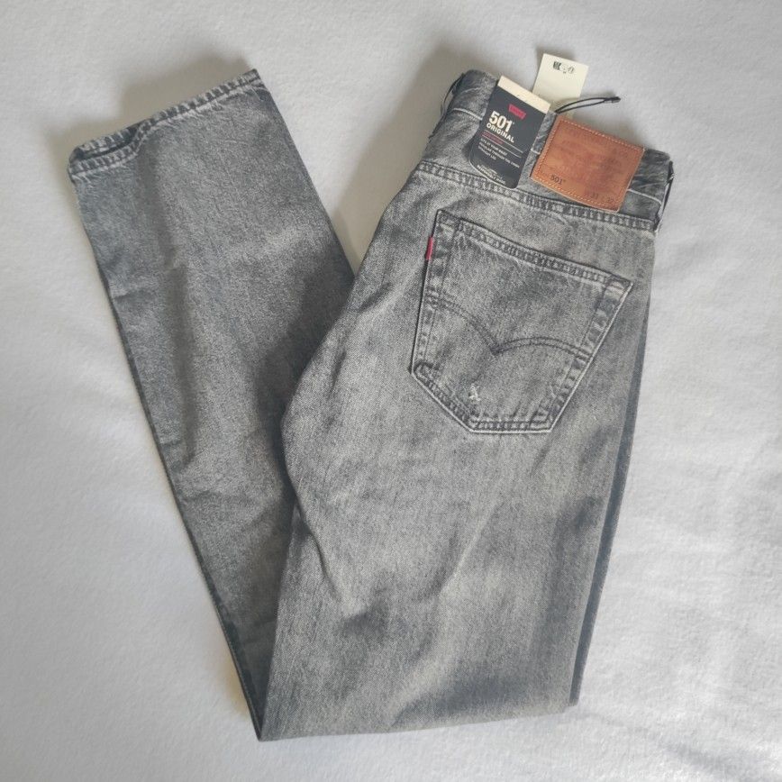 Levis 501 Original Mark XX Mens 33 X 32 Distressed Knees Dark Grey NWT