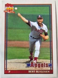 1991 Topps Bert Blyleven Angels Baseball Card # 615 Unc