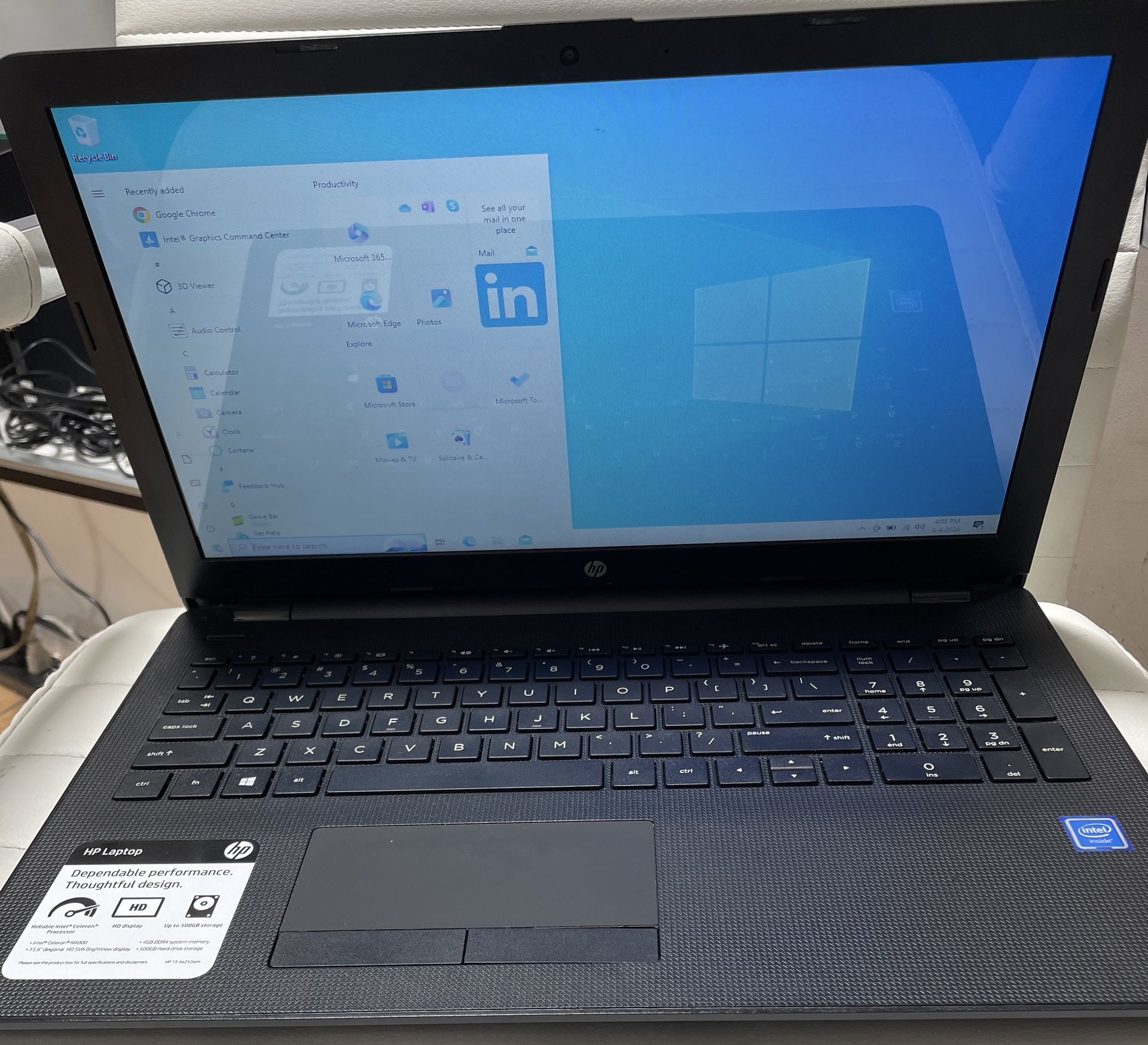 HP Laptop 15-bs212wm 15.6 HD Celeron N4000 1.1GHz 4GB RAM