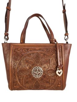 NEW FERRARA BY BRIGHTON MEDALLION BROWN PURSE SATCHEL BROWN LEATHER BAG