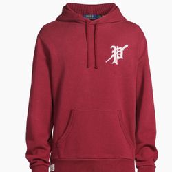 Polo Ralph Lauren Graphic Fleece Vintage Rowing P Logo Maroon Hoodie Size Large