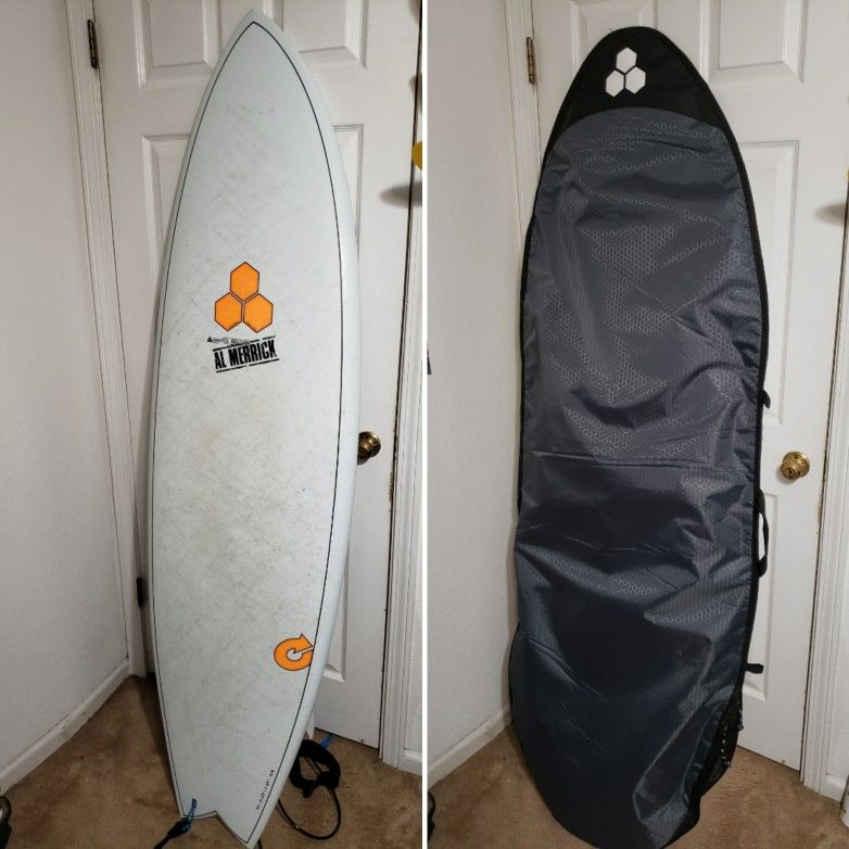 Channel Islands 6'2 X Lite Pod Mod Surfboard with Bag Case, Leash, And Fins