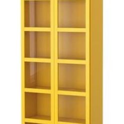 Ikea Billy Bookcase with glass doors yellow
