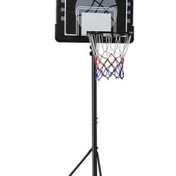 Height Adjustable Basketball Hoop Stand Set Portable 32'' PE Backboard w/ 2 Wheels Use for Indoor & Outdoor