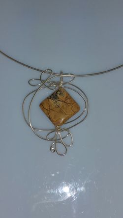 Handmade Wire Art Picture Jasper Necklace