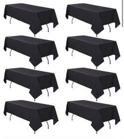 SELLING FAST! New 8 Pack Black 8FT Tablecloths – Wrinkle Resistant - $39.99