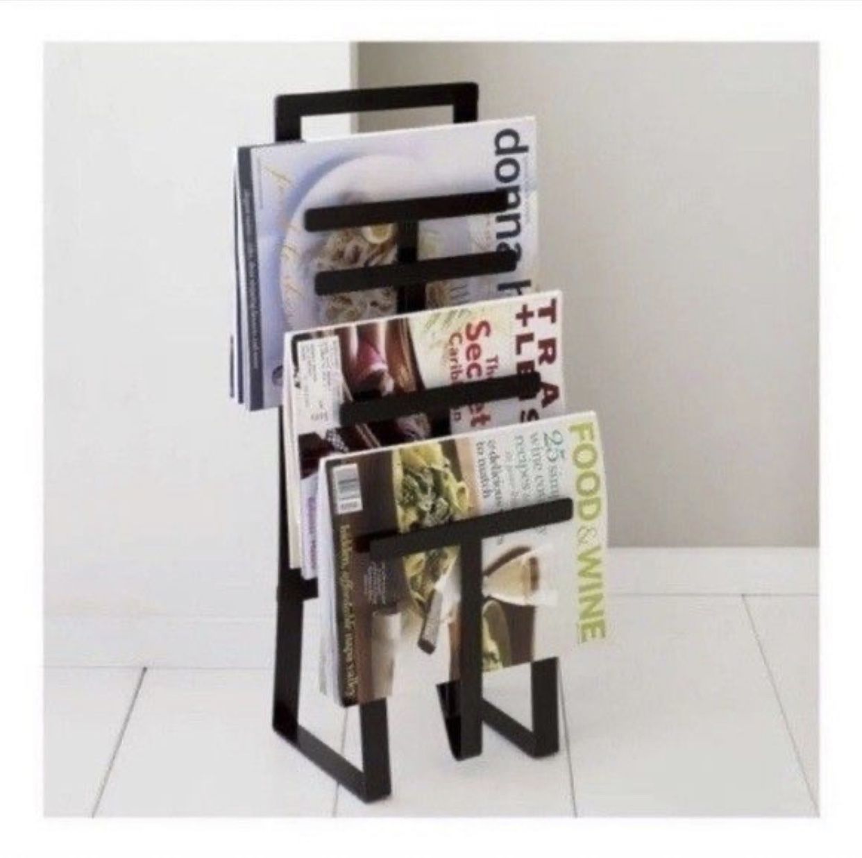 Crate & Barrel Black Invisible Magazine Rack (Set Of 2)