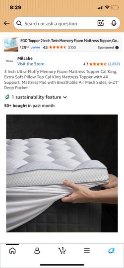 New in box cal king mattress topper 3inch extra thick memory foam