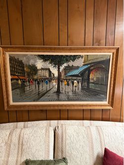 Vintage 70's  Parisian Street Scene Decor Art