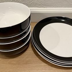 Black & White Room Essentials Stoneware Dishware Plates Bowls