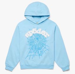 Sp5der Web Graphic Pullover Hoodie Blue
