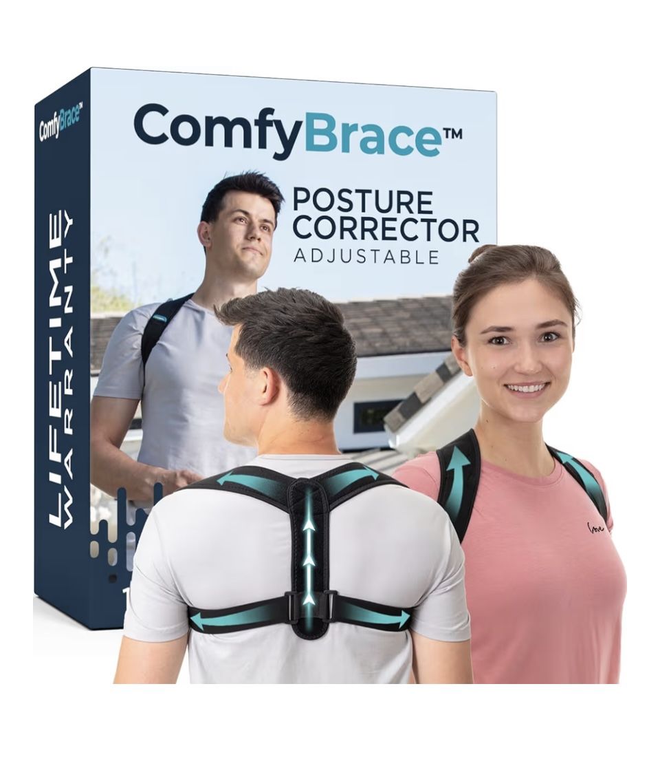 ComfyBrace Posture Corrector-Back Brace for Men and Women- Fully Adjustable Straightener for Mid, Upper Spine Support- Neck, Shoulder, Clavicle and Ba