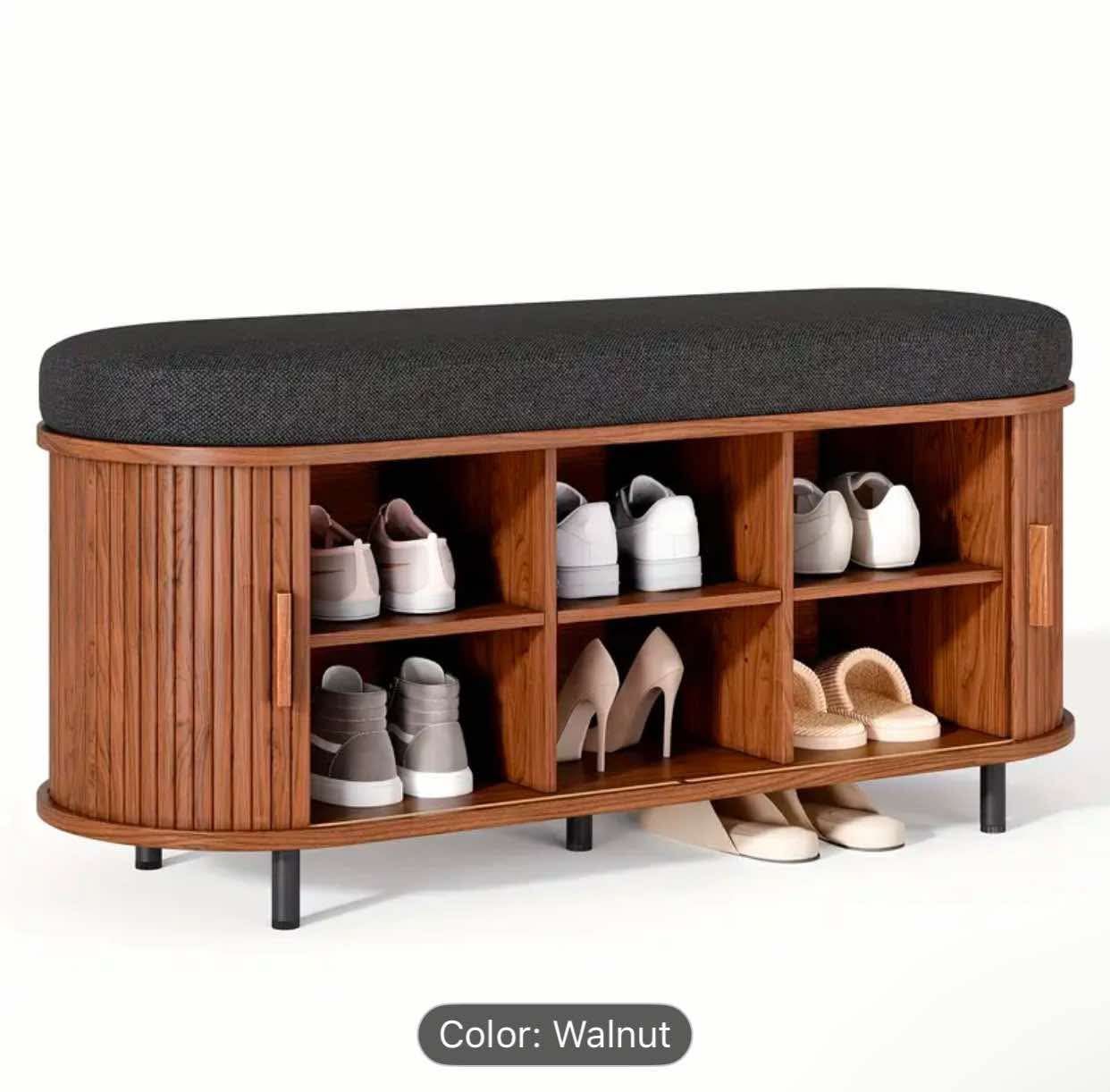 i’m 6 Pair Shoe Storage Bench With Sliding Tambour Door