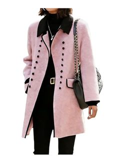 Women’s Mid-Length Peacoat – Pink (Sizes M, L, XXL)